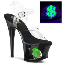 Load image into Gallery viewer, Tacones Pleaser MOON-708USD Transparente Negro Neon