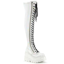Load image into Gallery viewer, Botas (Over the Knee) Demonia SHAKER-374 Blanco Hologram Stretch Charol
