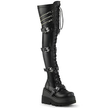 Load image into Gallery viewer, Botas (Over the Knee) Demonia SHAKER-420 Negro Stretch Piel vegana