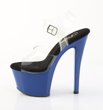Load image into Gallery viewer, Pleaser SKY-308 Heels - Clear / Royal Blue
