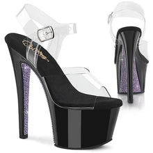 Carregar imagem no visualizador da galeria, Sapatos de salto alto Pleaser SKY-308CRS - Transparente / Preto - Strass lavanda