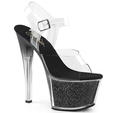 Load image into Gallery viewer, Tacones Pleaser SKY-308G-T Transparente Negro Purpurina