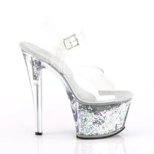 Carregar imagem no visualizador da galeria, Tacones Pleaser SKY-308GF Transparente Plata Purpurina