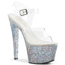 Carregar imagem no visualizador da galeria, Tacones Pleaser SKY-308LG Transparente Plata Purpurina