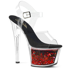 Carregar imagem no visualizador da galeria, Tacones Pleaser SKY-308WHG Transparente Negro Rojo