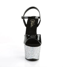 Load image into Gallery viewer, Tacones Pleaser SKY-309LG Negro Charol Plata
