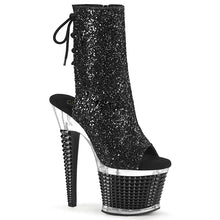 Carregar imagem no visualizador da galeria, Tacones Pleaser SPECTATOR-1018G Negro Purpurina Transparente