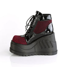 Load image into Gallery viewer, Botines Demonia STOMP-18 Negro Pat-Burdeos Velvet