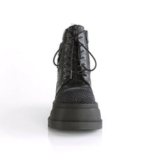 Load image into Gallery viewer, Botines Demonia STOMP-18 Negro Piel vegana-Grey Velvet