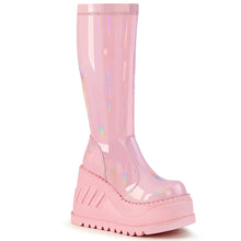 Load image into Gallery viewer, Botas Demonia STOMP-200 B. Rosa Hologram Stretch Charol
