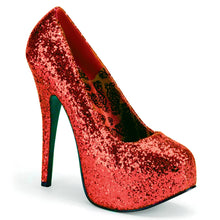 Load image into Gallery viewer, Tacones Pleaser Pink Label TEEZE-06GW Rojo Purpurina
