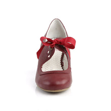Load image into Gallery viewer, Tacones Pin Up Couture WIGGLE-32 Burdeos Piel Sintética