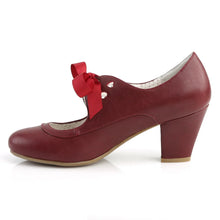 Load image into Gallery viewer, Tacones Pin Up Couture WIGGLE-32 Burdeos Piel Sintética