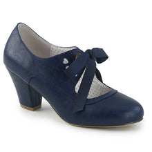 Load image into Gallery viewer, Tacones Pin Up Couture WIGGLE-32 Navy Azul Piel
