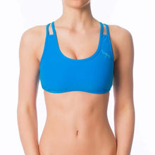 Load image into Gallery viewer, Xenia sports bra | Sports bra | Color: azure | Women's sports bra | Dragonfly Pole Dance Clothes and Bikram Hot Yoga Outfit