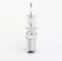 Carregar imagem no visualizador da galeria, Sandália Pole Dance Pleaser FLAMINGO-808PREM-STNG Transparente com Glitter Prateado 20 cm
