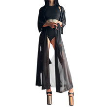 Load image into Gallery viewer, Long Black Transparent Kimono
