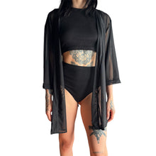 Load image into Gallery viewer, Black Transparent Short Kimono
