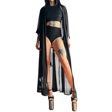 Load image into Gallery viewer, Long Black Transparent Kimono
