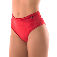 Cargar imagen en el visor de la galería, Poledancerka X High Leg SHORT Shiny Velvet ROJO
