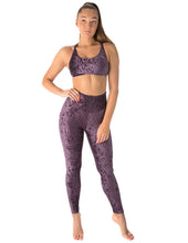 Load image into Gallery viewer, High waist velvet leggings | Leggings | Color: purple velvet | Yoga Leggings | Dragonfly Pole Wear and Bikram Hot Yoga Clothes
