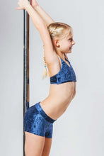 Load image into Gallery viewer, Girls' Sports Bra Xenia | Activewear | Color: blue velvet | Girl's sports bra | Dětská sportovní podprsenka | Dívčí sportovní podprsenka | Madchen Sport BH | Brassiere sport entfants | Dragonfly Pole Dance Clothes and Bikram Hot Yoga Outfit
