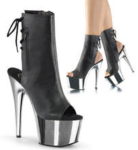 Carregar imagem no visualizador da galeria, Botas Pleaser ADORE-1018 - Pele sintética preta / Cromo prateado
