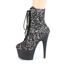 Load image into Gallery viewer, Tacones Pleaser ADORE-1020SPLAT Negro Velvet Plata
