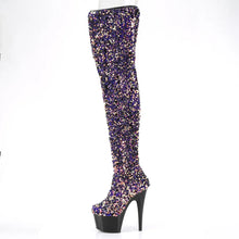 Load image into Gallery viewer, Tacones Pleaser ADORE-3020 Morado Sequins Negro
