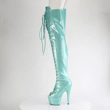 Load image into Gallery viewer, Tacones Pleaser ADORE-3021GP Aguamarina Purpurina Charol
