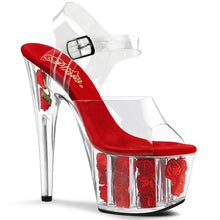 Load image into Gallery viewer, Tacones Pleaser ADORE-708FL Transparente Rojo Flowers
