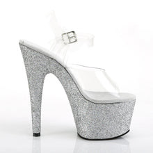 Load image into Gallery viewer, Tacones Pleaser ADORE-708HMG Transparente Plata Purpurina
