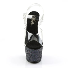 Load image into Gallery viewer, Tacones Pleaser ADORE-708LG Transparente Negro Purpurina
