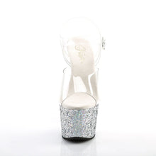 Load image into Gallery viewer, Tacones Pleaser ADORE-708LG Transparente Plata Purpurina

