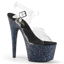 Load image into Gallery viewer, Tacones Pleaser ADORE-708LG Transparente Negro Purpurina
