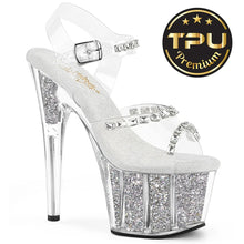 Cargar imagen en el visor de la galería, Tacones Pleaser ADORE-708PREM-STNG Transparente Plata Purpurina
