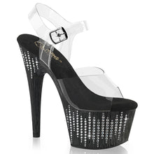 Cargar imagen en el visor de la galería, Tacones Pleaser ADORE-708WFRS Transparente Negro Plata
