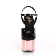 Load image into Gallery viewer, Pleaser ADORE-709 Heels - Black Patent / Rose Gold Chrome
