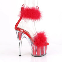 Cargar imagen en el visor de la galería, Tacones Pleaser ADORE-724F Transparente Rojo Fur
