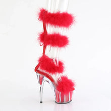 Cargar imagen en el visor de la galería, Tacones Pleaser ADORE-728F Transparente Rojo Fur
