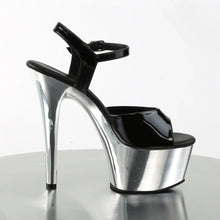Carregar imagem no visualizador da galeria, Tacones Pleaser ASPIRE-609 Negro Charol Plata
