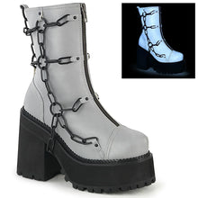Load image into Gallery viewer, Botines Demonia ASSAULT-66 Grey Reflective Piel vegana
