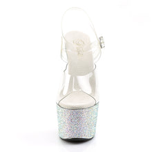 Load image into Gallery viewer, Pleaser BEJEWELED-708DM Heels - Clear / Silver Multicolor Rhinestones
