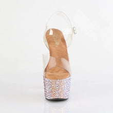 Load image into Gallery viewer, Tacones Pleaser BEJEWELED-708MS Transparente Oro Rosa
