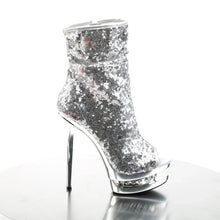 Cargar imagen en el visor de la galería, Tacones Pleaser BLONDIE-R-1008 Plata Sequins Cromo
