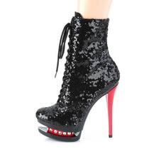 Load image into Gallery viewer, Tacones Pleaser BLONDIE-R-1020 Negro Sequins Rojo
