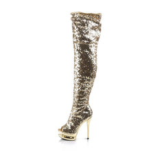 Load image into Gallery viewer, Tacones Pleaser BLONDIE-R-3011 Dorado Sequins Cromo
