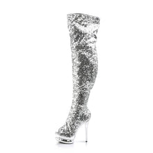 Carregar imagem no visualizador da galeria, Tacones Pleaser BLONDIE-R-3011 Plata Sequins Cromo
