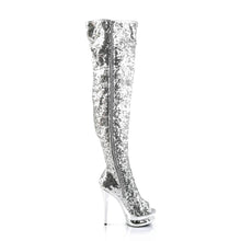 Carregar imagem no visualizador da galeria, Tacones Pleaser BLONDIE-R-3011 Plata Sequins Cromo
