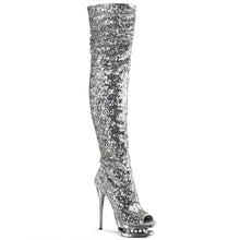 Carregar imagem no visualizador da galeria, Tacones Pleaser BLONDIE-R-3011 Plata Sequins Cromo
